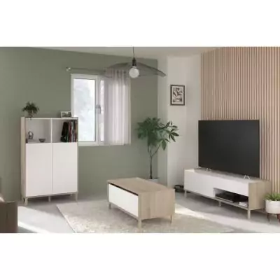 Ensemble salon design - MORPHOS - Blanc/Chene - PARISOT