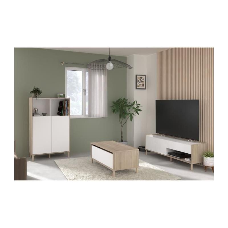 Ensemble salon design - MORPHOS - Blanc/Chene - PARISOT