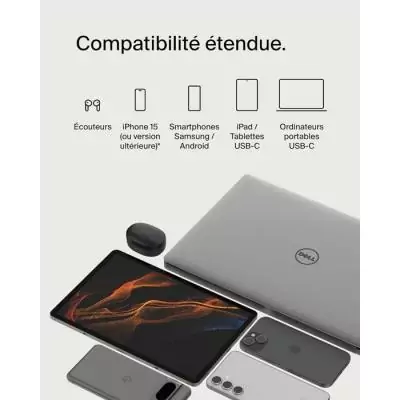 Câble tressé - BELKIN - USB-C vers USB-C - 0,15 m Câble tressé - BELKIN - USB-C vers USB-C - 0,15 m