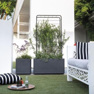 Pot de fleur Cube DEROMA Cosmo Anthracite 38 cm - Avec réserve d'eau et roulettes