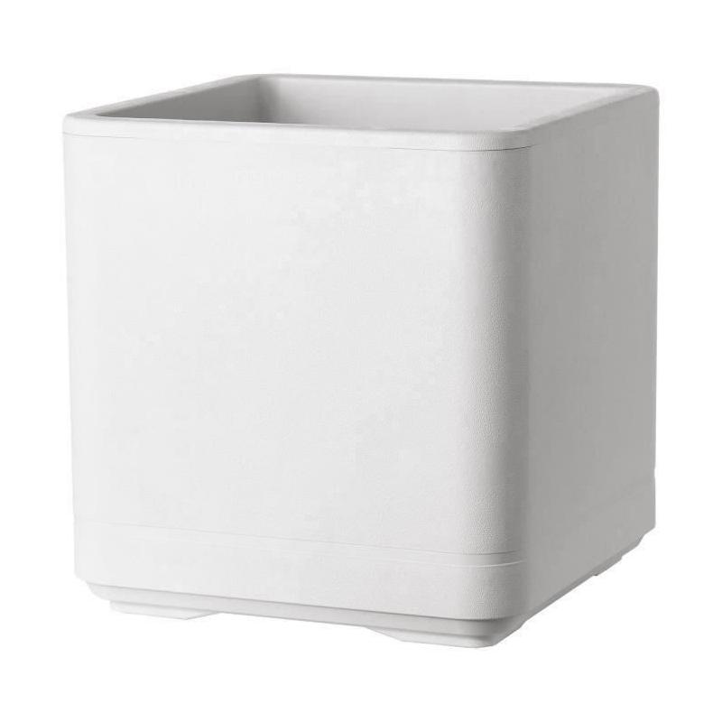 Pot de fleur Cube DEROMA Cosmo Perle 38 cm avec réserve d'eau et roulettes