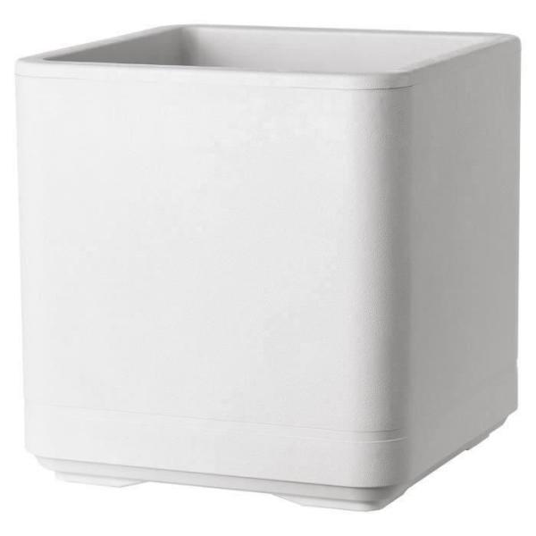 Pot de fleur Cube - DEROMA - Cosmo - Perle - A réserve d'eau - Roulettes - 38 cm