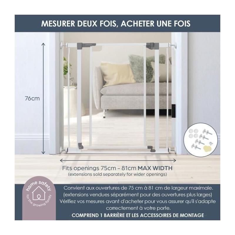 Barrière de sécurité transparente DREAMBABY - Maintien ouvert - Bas anti-chute