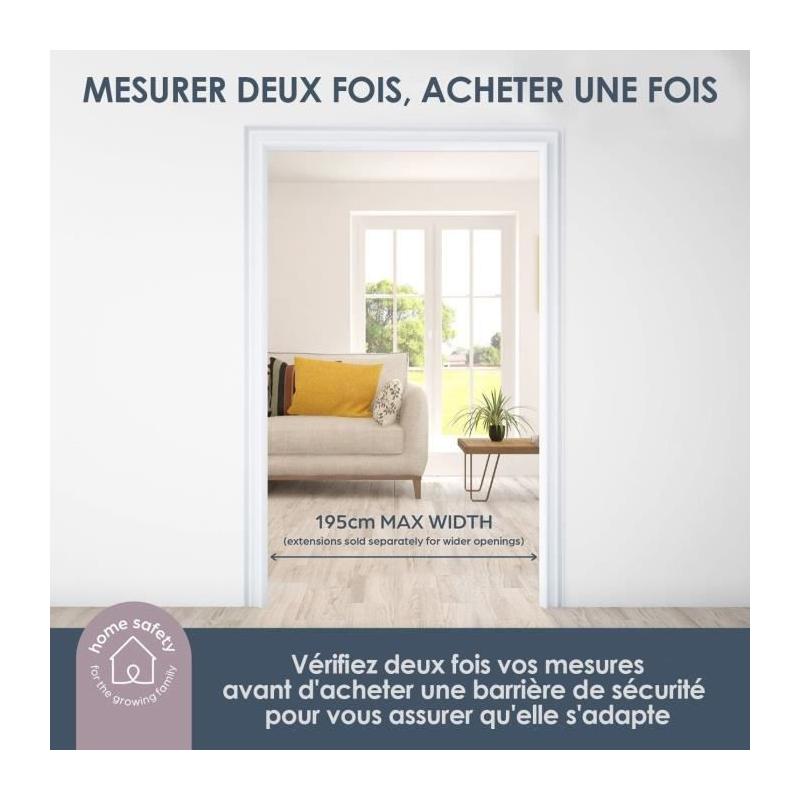 Barriere de sécurité enfant Discovery 3 - Blanc - 74,5 cm à 1,95 m