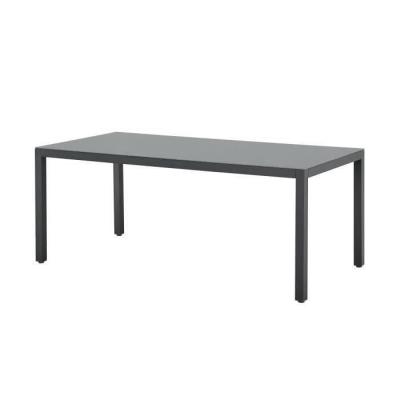 Ensemble repas de jardin : Table 180cm + 8 chaises - Aluminium & verre trempé - Gris