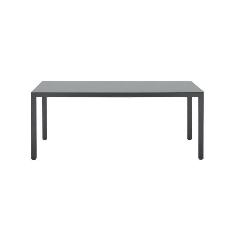 Ensemble repas de jardin : Table 180cm + 8 chaises - Aluminium & verre trempé - Gris