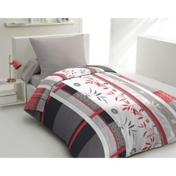 Parure de lit microfibre - HOME LINGE PASSION - SHIZUOKA - Housse 140 x 200 cm + 1 taie d'oreiller 63 x 63 cm - Bleu