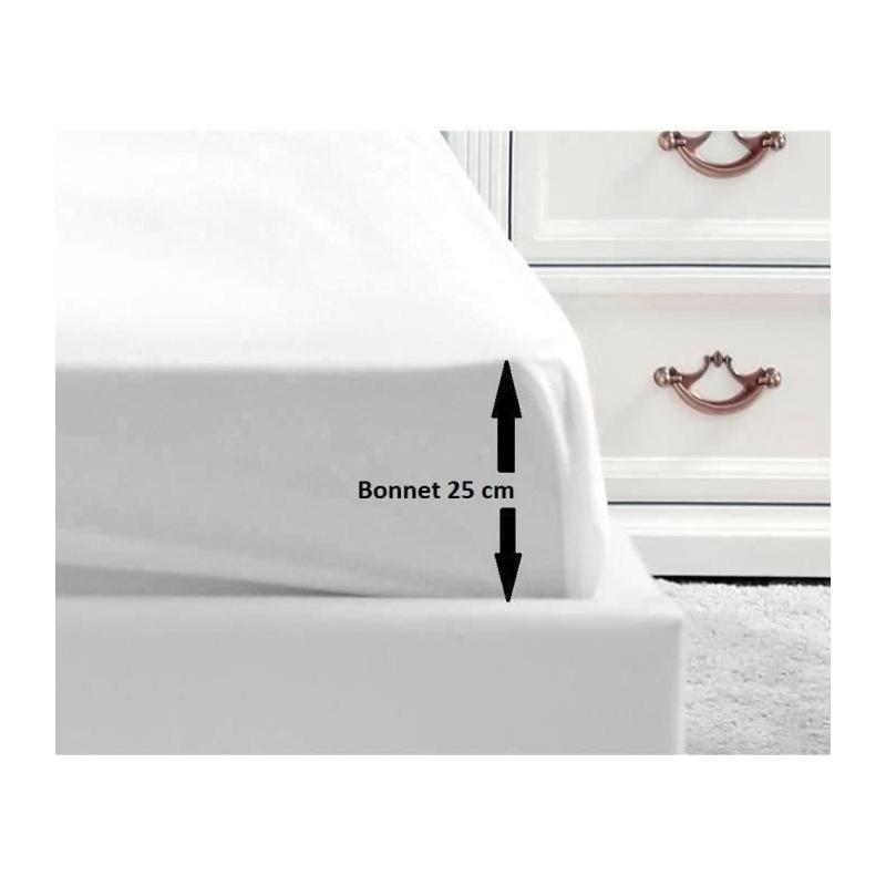 Drap Housse 100% coton blanc 140x190x25 cm - Confort et qualité