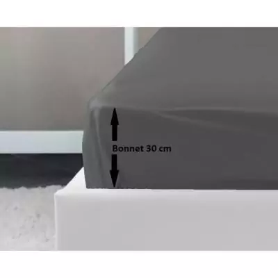 Drap Housse 100% coton gris foncé 160x200x30 cm - Confort absolu Drap Housse 100% coton gris foncé 160x200x30 cm - Confort absolu