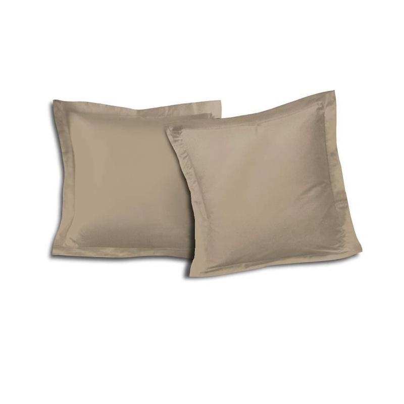 Ensemble de 2 Taies d'Oreillers 100% coton 63x63 cm - Beige