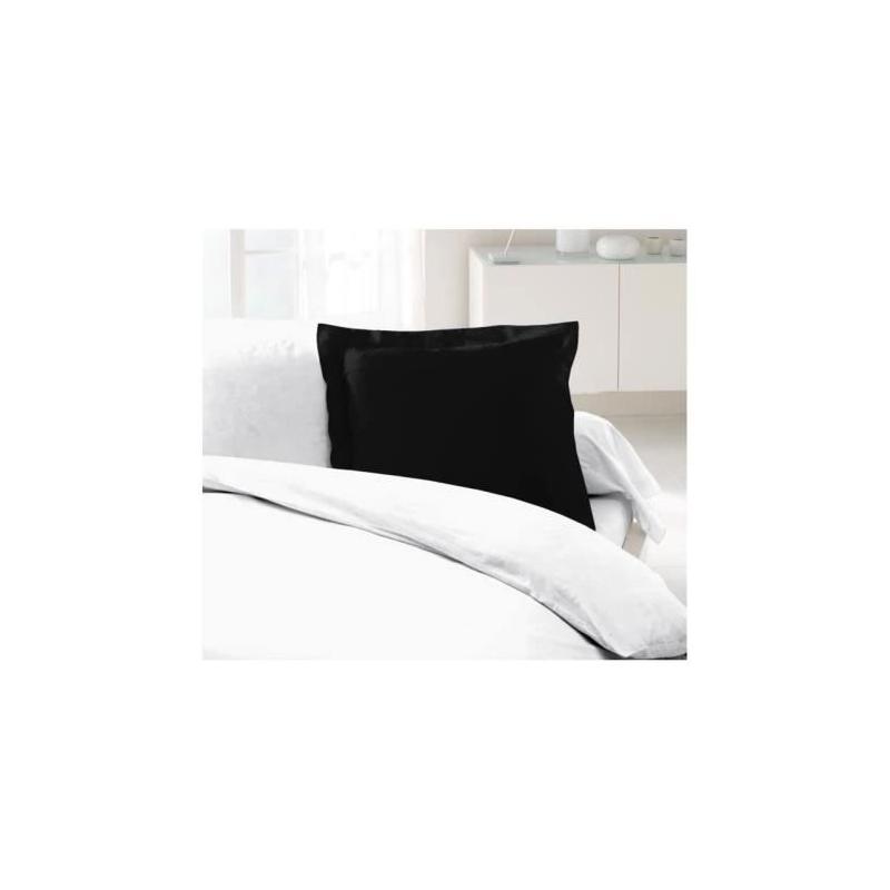 Lot de 2 Taies d'Oreillers 100% coton 63x63 cm - Noir pour un sommeil confortable