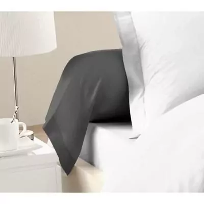 Taies de Traversin 100% coton 85x185 cm gris foncé - Lot de 2