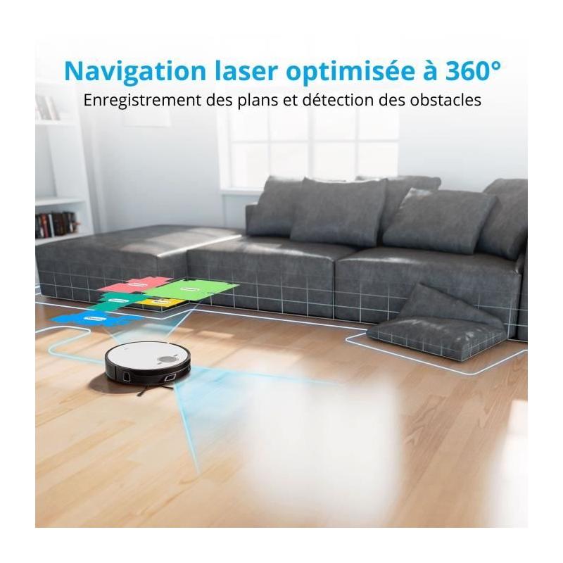 Aspirateur Robot MEDION X50 SW: Navigation Laser, 8000 Pa - Zones NO GO & GO