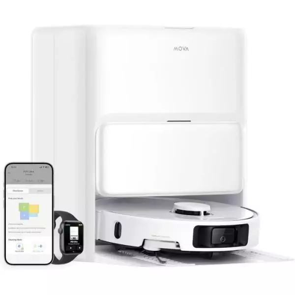 MOVA P50 Ultra - Robot Aspirateur Laveur avec Station - 19 000 Pa - Nettoyage des coins aux bords