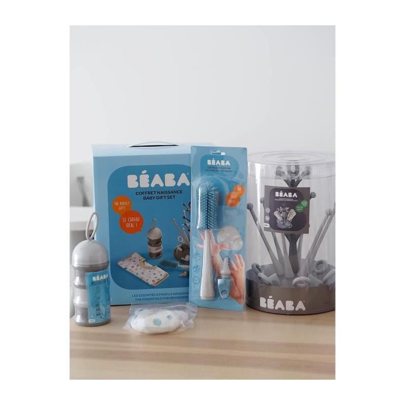Ensemble repas BEABA: Egoutte biberon arbre + Boite doseuses + Goupillon silicone + Bavoir tropic