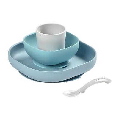 Ensemble Repas Silicone Bébé BEABA, Anti-dérapant, 4 Pièces - Jungle
