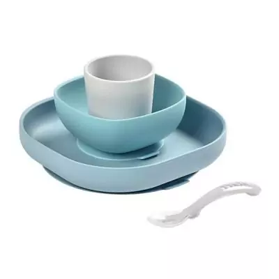 Ensemble Repas Silicone Bébé BEABA, Anti-dérapant, 4 Pièces - Jungle