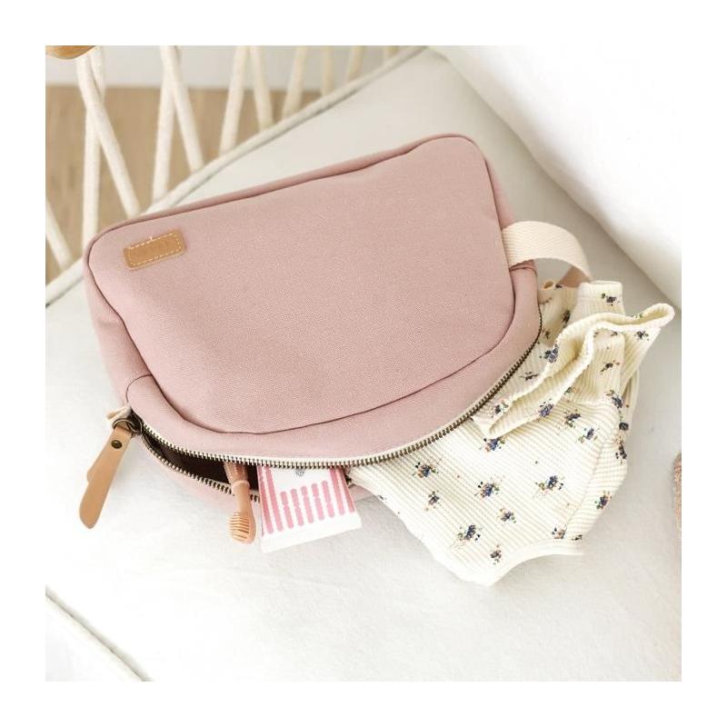 Trousse de toilette bébé canvas rose poudré - Set de soin