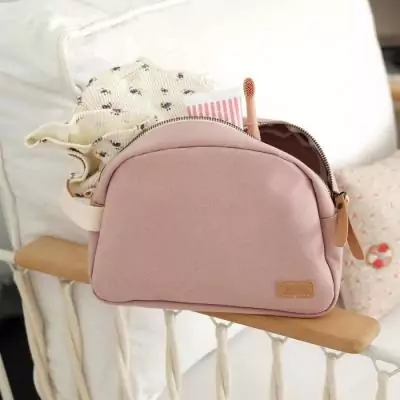 Trousse de toilette bébé canvas rose poudré - Set de soin