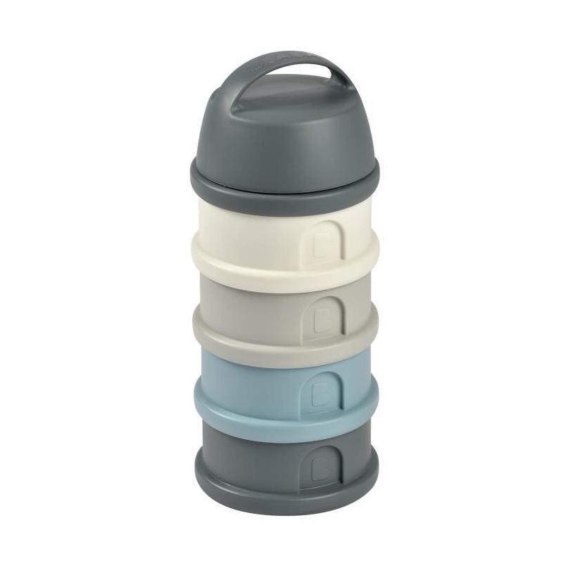 Boîte doseuse BEABA 4 compartiments, gris minéral / bleu