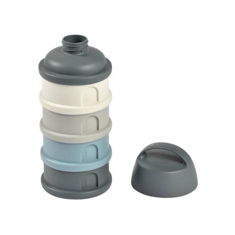 Boîte doseuse BEABA 4 compartiments, gris minéral / bleu