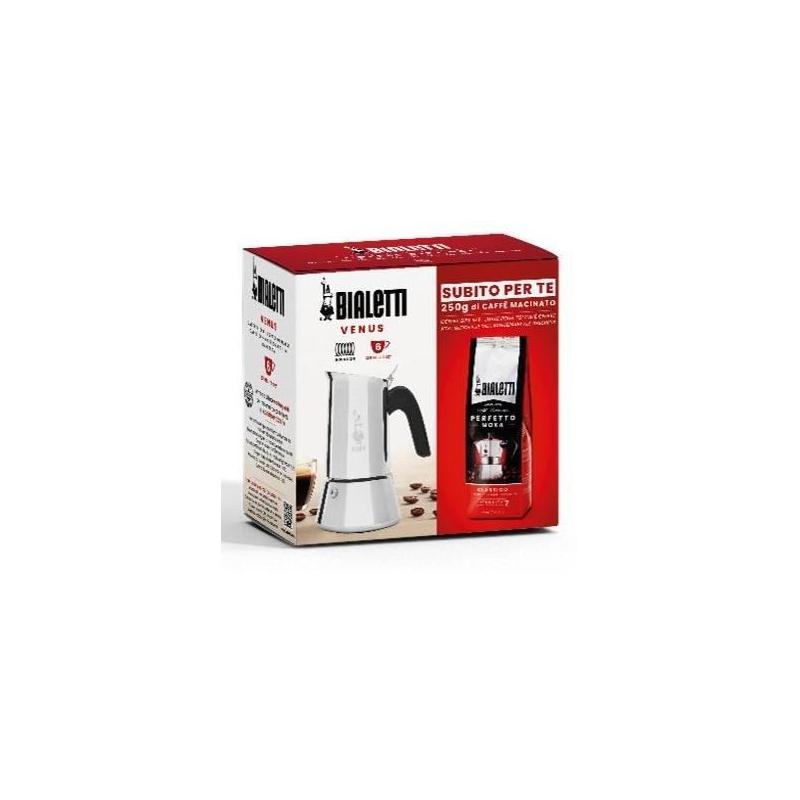 Cafetière Bialetti VENUS + café Moka offert - 6 tasses - Argent