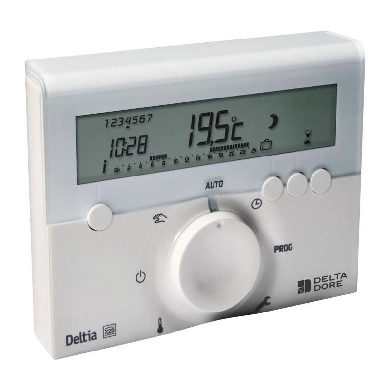 Thermostat d'ambiance Deltia 8.00 programmable - Petit thermostat électronique filaire