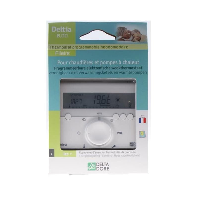 Thermostat d'ambiance Deltia 8.00 programmable - Petit thermostat électronique filaire