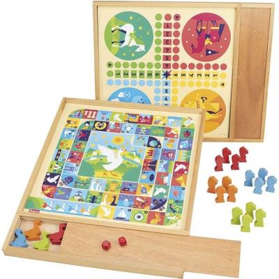 JEUJURA Jeux de l'oie et petits chevaux - Plateau bois 