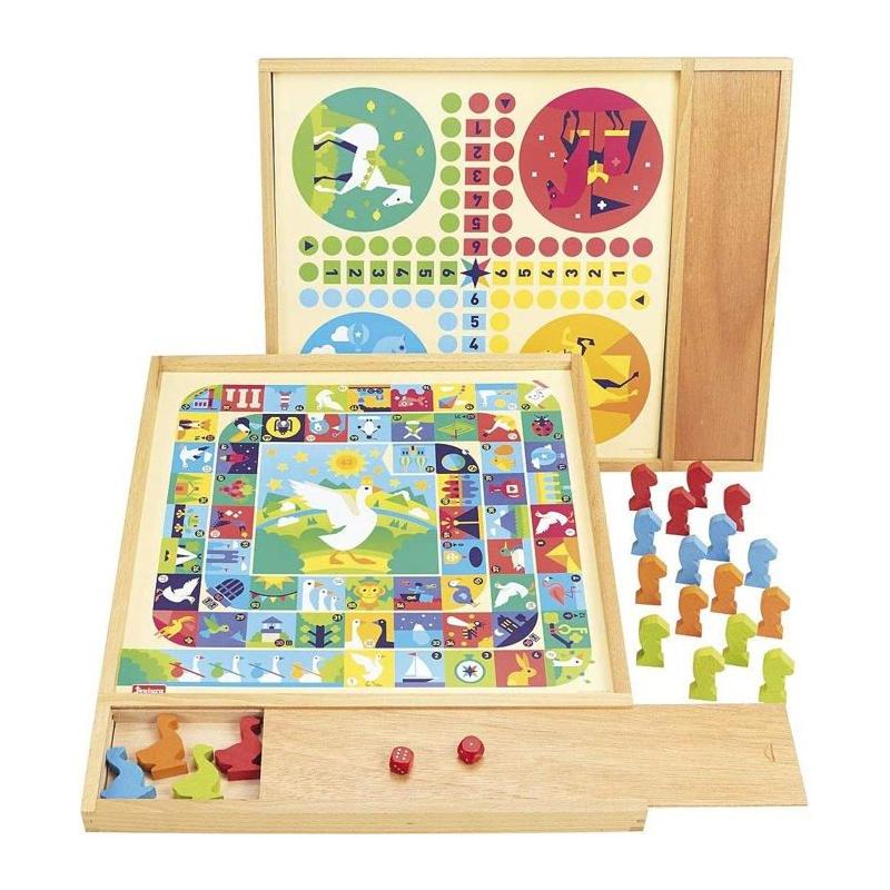 JEUJURA Jeux de l'oie et petits chevaux - Plateau bois 