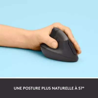 Souris ergonomique Logitech sans fil pour gaucher - Graphite