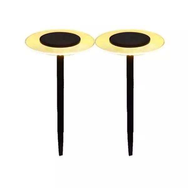Lot de 2 balises solaires a piquer - LUMISKY - UFO - H35 cm - LED blanc chaud