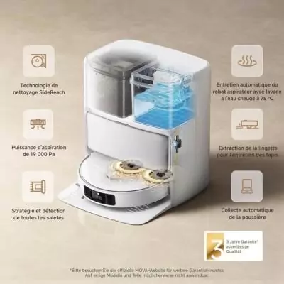 Aspirateur Robot MOVA P50 Pro Ultra avec Station - 19 000 Pa - Brosse anti-enchevêtrement