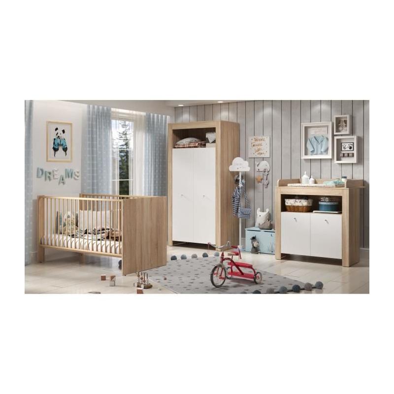 Ensemble chambre bébé PIA - Chêne Sonoma et Blanc - Éco responsable