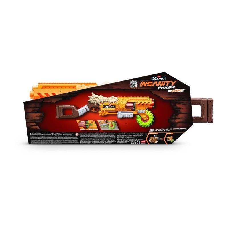 Lanceur de fléchettes ZURU X-SHOT Horrorfire Doomsday - 16 fléchettes - Portée 27m
