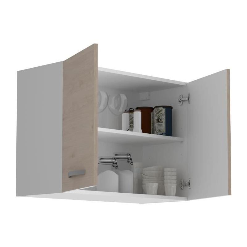 Meuble haut 2 portes Oslo - Chene Jackson - L 80 x P 36 x H 58 cm