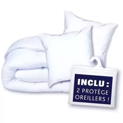 Pack couette 220x240 cm + 2 oreillers 60x60 cm - Blanc immaculé Pack couette 220x240 cm + 2 oreillers 60x60 cm - Blanc immaculé