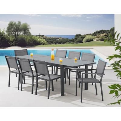 Ensemble repas de jardin extensible 6-8 pers. - Gris