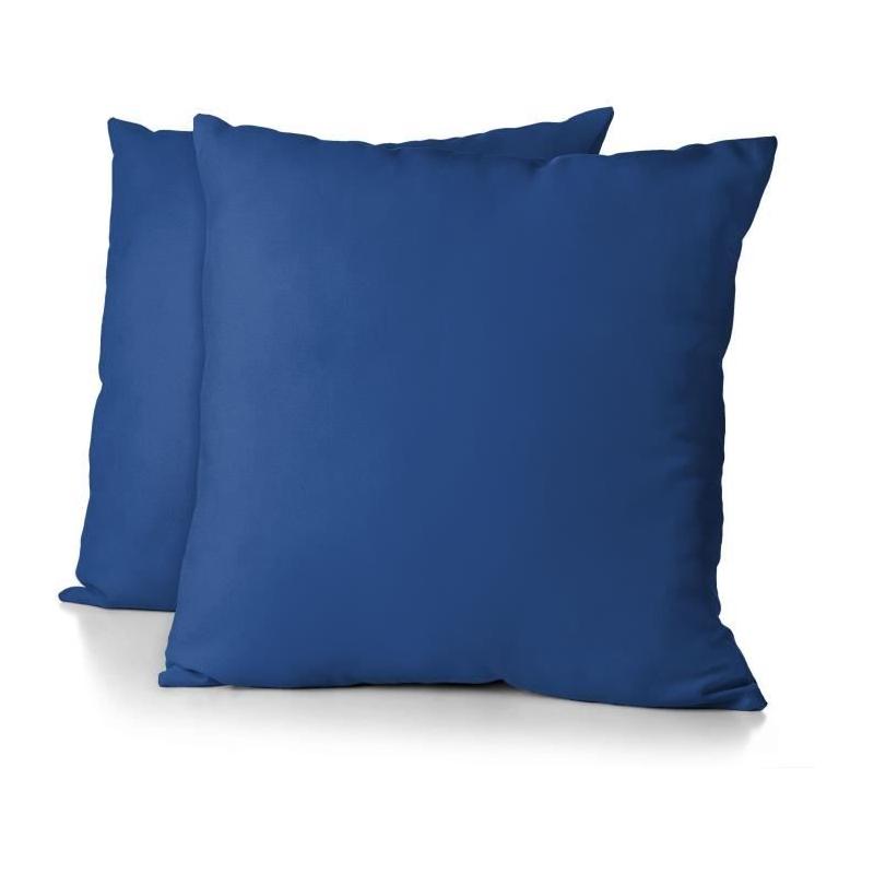 Lot de 2 Taies d'Oreiller HOME LINGE PASSION - Bleu 63 x 63 cm
