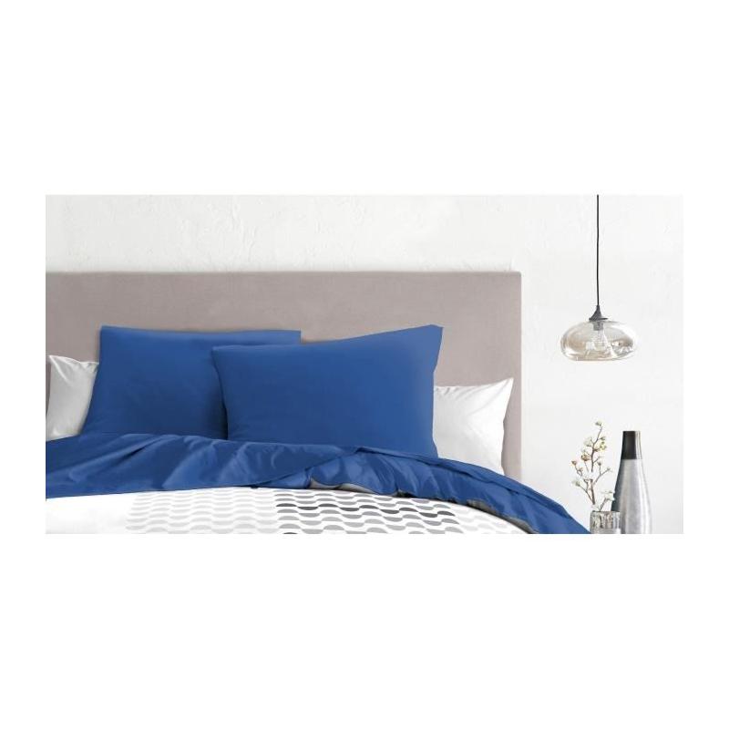 Lot de 2 Taies d'Oreiller HOME LINGE PASSION - Bleu 63 x 63 cm
