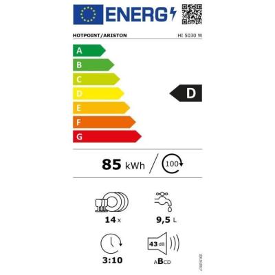 Lave-vaisselle encastrable Hotpoint HI5030W - 14 couverts - Induction
