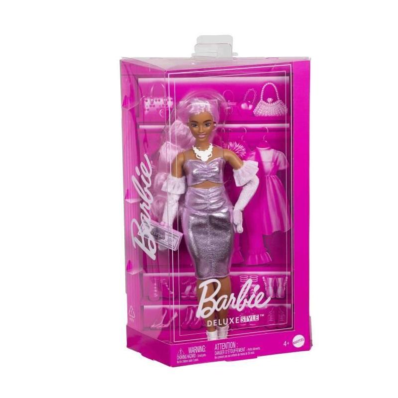 Poupée Barbie Deluxe Style en Robe Rose Brillante - Longueur 34cm - Largeur 21cm - Hauteur 9cm