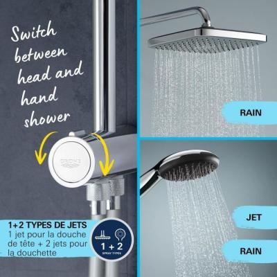 Colonne de douche GROHE Vitalio Start System 250 - Économie d'eau / Chromé
