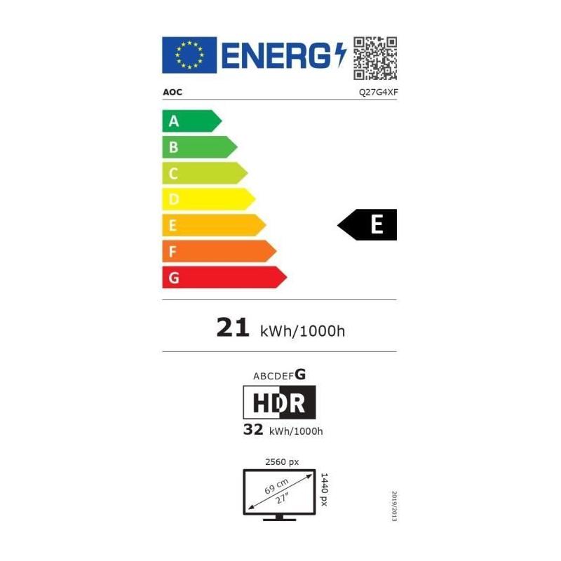 Écran PC AOC Q27G4XF 27'' QHD IPS 180Hz Noir - Réglable en hauteur