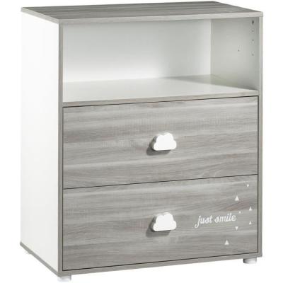 Chambre bébé complète - Lit 120x60, commode à langer et armoire - BABY PRICE - SMILE - Chêne silex