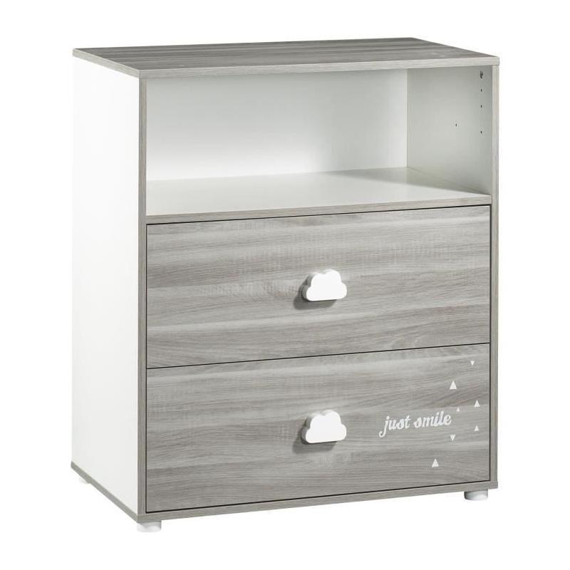 Chambre bébé complète - Lit 120x60, commode à langer et armoire - BABY PRICE - SMILE - Chêne silex