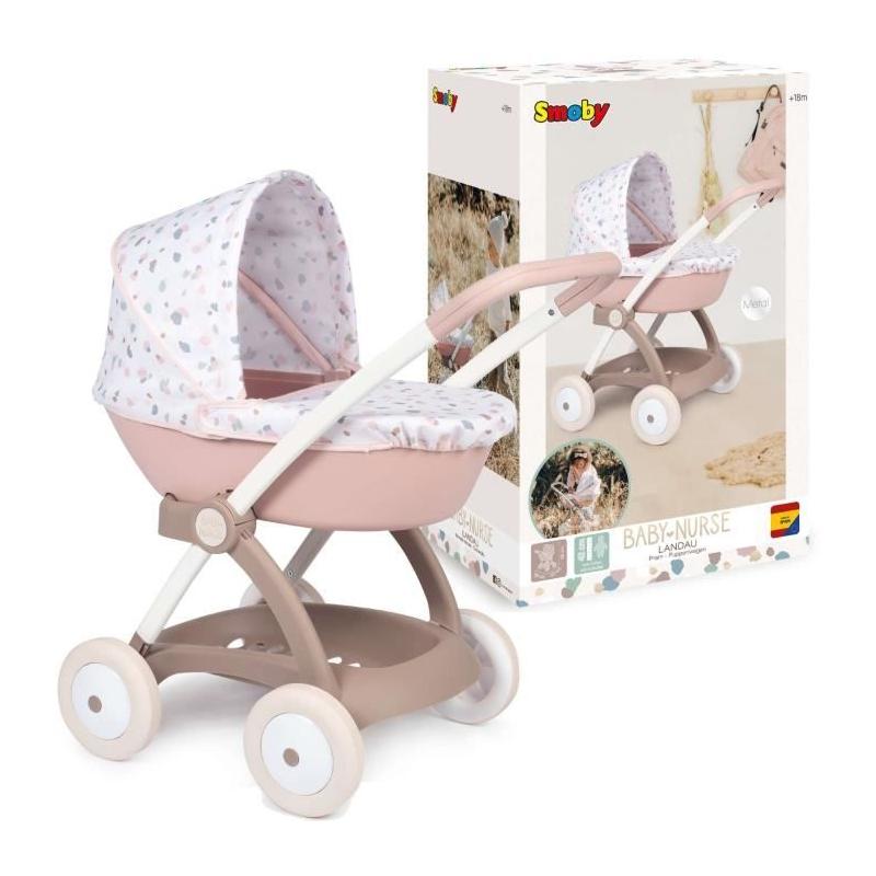 Poussette Landau pour poupée Baby Nurse - Smoby - Rose et blanc