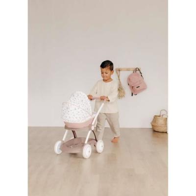 Poussette Landau pour poupée Baby Nurse - Smoby - Rose et blanc