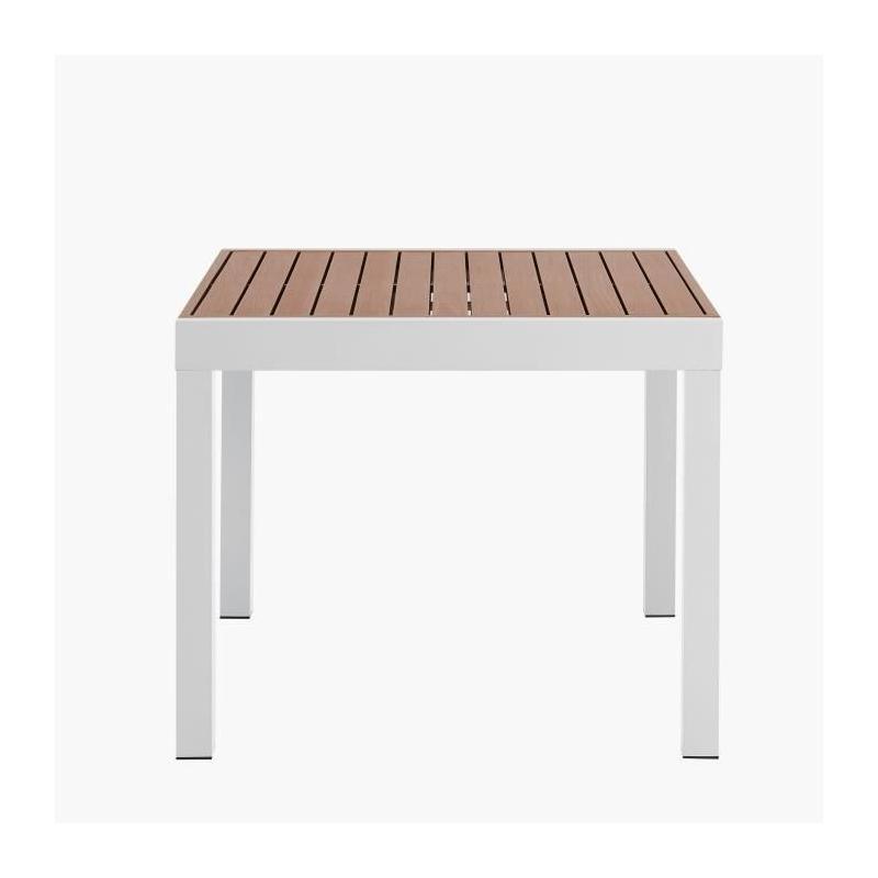 Table de jardin extensible en aluminium aspect bois - 8 personnes
