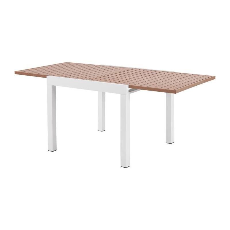 Table de jardin extensible en aluminium aspect bois - 8 personnes